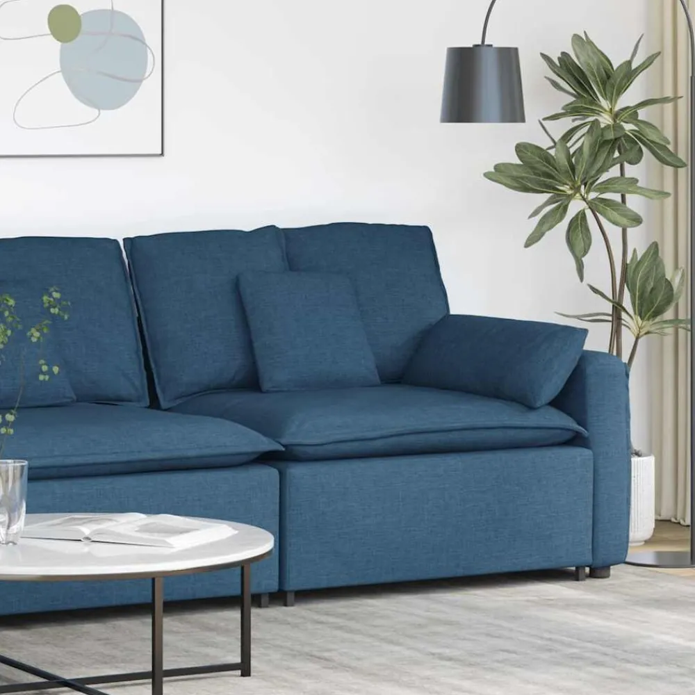 Accessoires Voor Stoelen En Banken*vidaXL Modulaire bank Armleuning eindmodule met kussens 100 cm Blauw