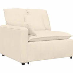 Accessoires Voor Stoelen En Banken*vidaXL Modulaire bank Armleuning eindmodule met kussens 100 cm Cr&egrave;me