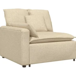 Accessoires Voor Stoelen En Banken*vidaXL Modulaire bank Armleuning eindmodule met kussens 100 cm Cr&egrave;me