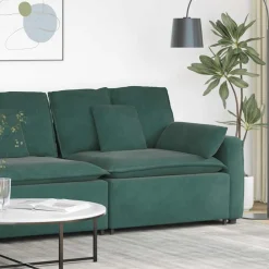 Accessoires Voor Stoelen En Banken*vidaXL Modulaire bank Armleuning eindmodule met kussens 100 cm Donkergroen