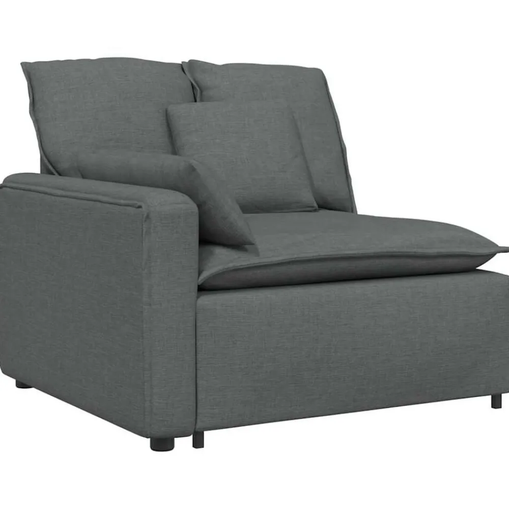Accessoires Voor Stoelen En Banken*vidaXL Modulaire bank Armleuning eindmodule met kussens 100 cm Donkergrijs