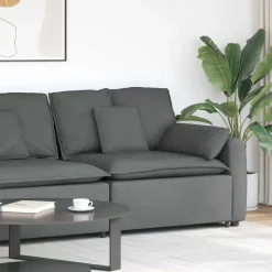 Accessoires Voor Stoelen En Banken*vidaXL Modulaire bank Armleuning eindmodule met kussens 100 cm Donkergrijs