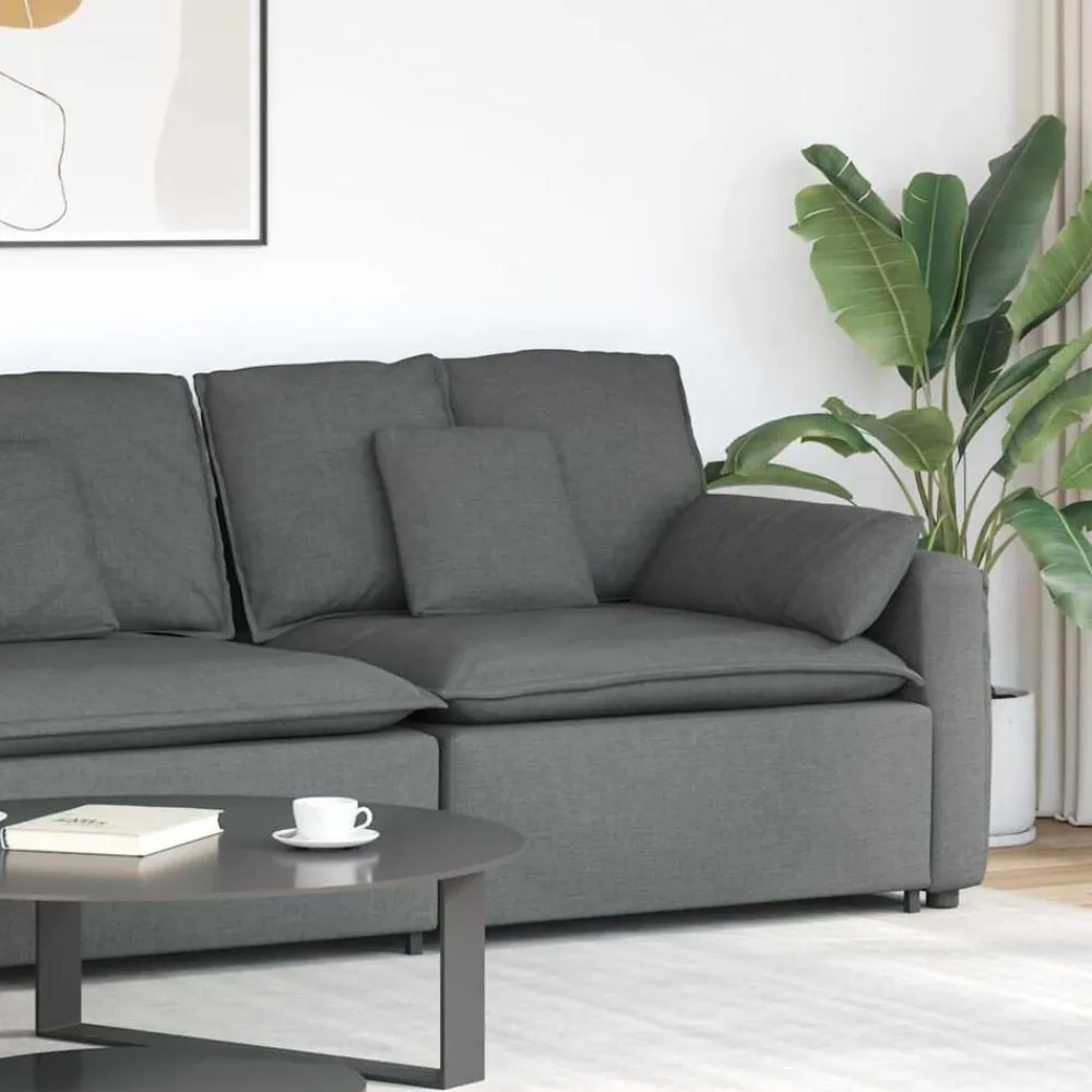 Accessoires Voor Stoelen En Banken*vidaXL Modulaire bank Armleuning eindmodule met kussens 100 cm Donkergrijs