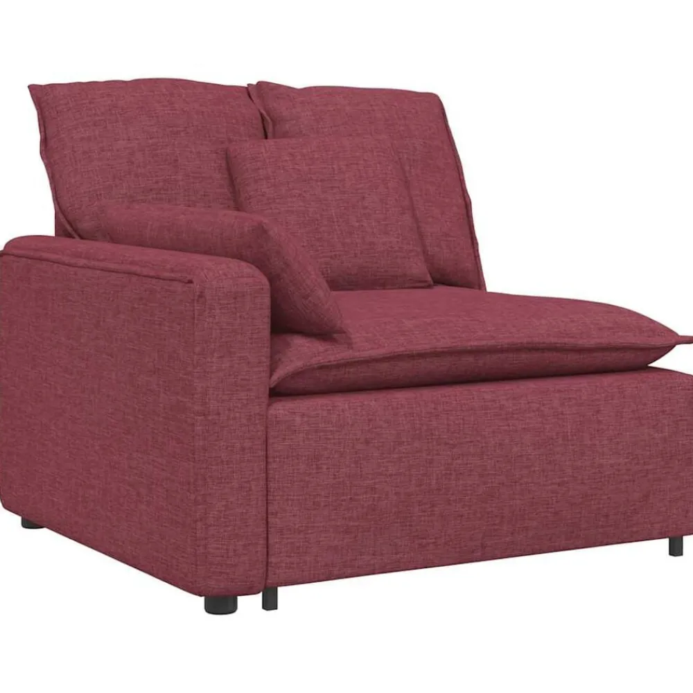 Accessoires Voor Stoelen En Banken*vidaXL Modulaire bank Armleuning eindmodule met kussens 100cm Wijnrood
