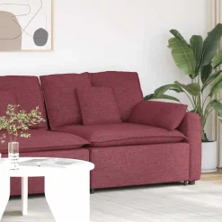 Accessoires Voor Stoelen En Banken*vidaXL Modulaire bank Armleuning eindmodule met kussens 100cm Wijnrood