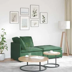 Accessoires Voor Stoelen En Banken*vidaXL Modulaire bank met voetenbank en kussens corduroy Donkergroen