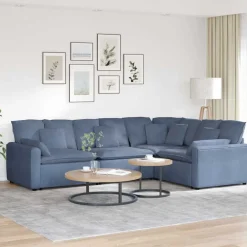 Accessoires Voor Stoelen En Banken*vidaXL Modulaire bank met kussens corduroy stof Blauw