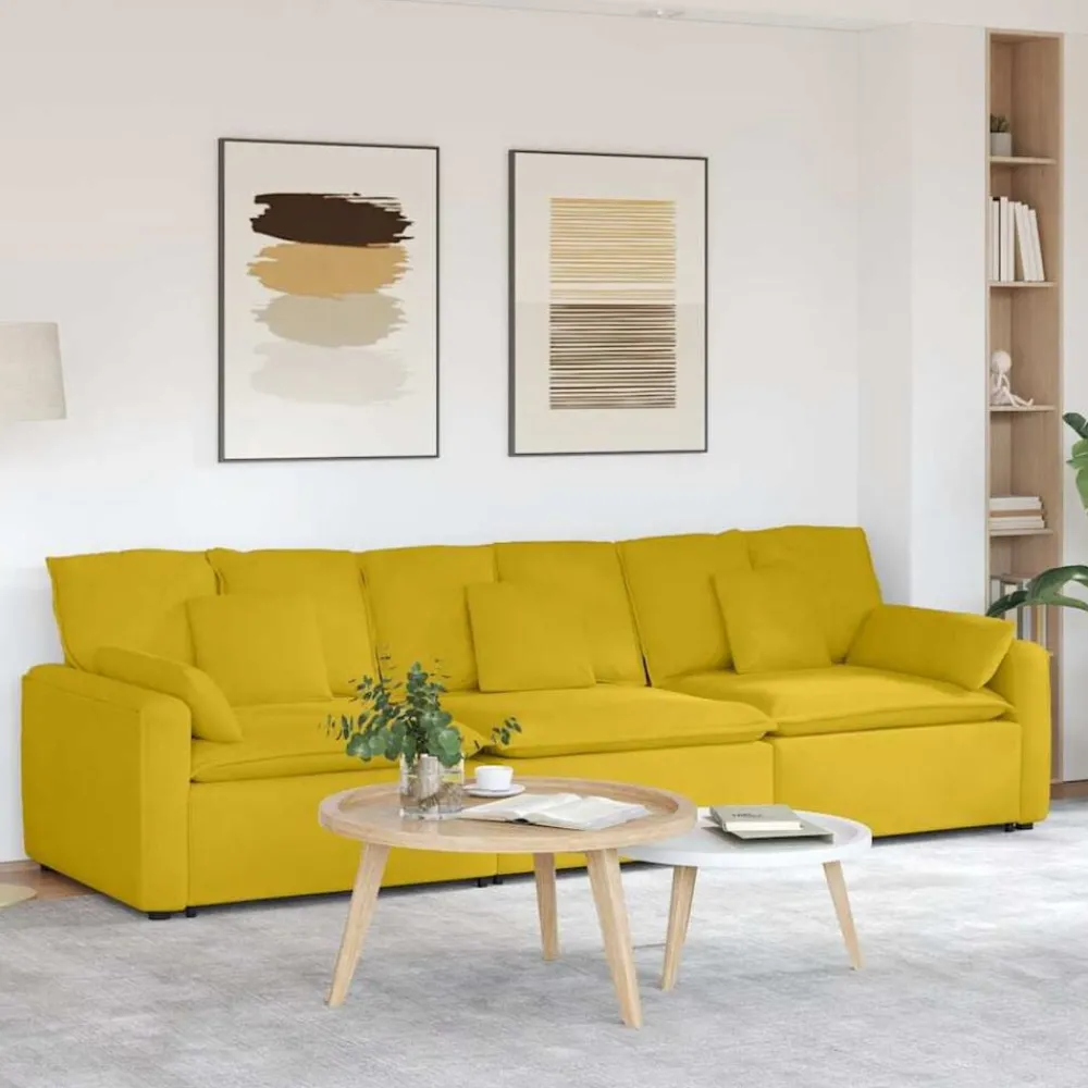 Accessoires Voor Stoelen En Banken*vidaXL Modulaire bank met kussens Geel