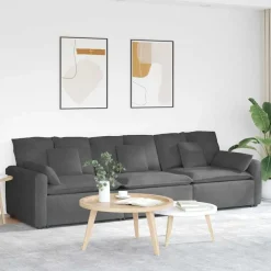 Accessoires Voor Stoelen En Banken*vidaXL Modulaire bank met kussens Donkergrijs