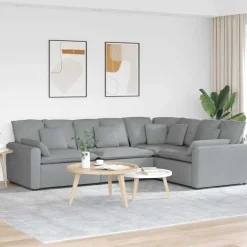 Accessoires Voor Stoelen En Banken*vidaXL Modulaire bank met kussens stof Lichtgrijs