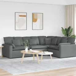 Accessoires Voor Stoelen En Banken*vidaXL Modulaire bank met kussens stof Donkergrijs