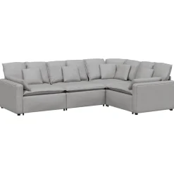 Modulaire bank met kussens stof wolk grijs>vidaXL Outlet