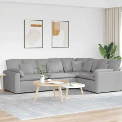 Modulaire bank met kussens stof wolk grijs>vidaXL Outlet