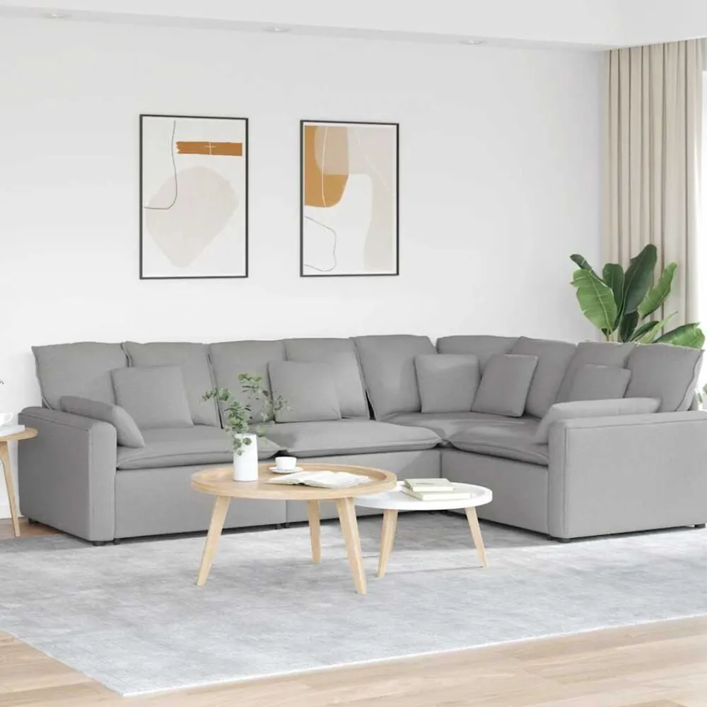 Modulaire bank met kussens stof wolk grijs>vidaXL Outlet