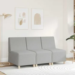Banken*vidaXL Modulaire bank zonder armleuningen Wolkengrijs 55 cm stof Wolken grijs