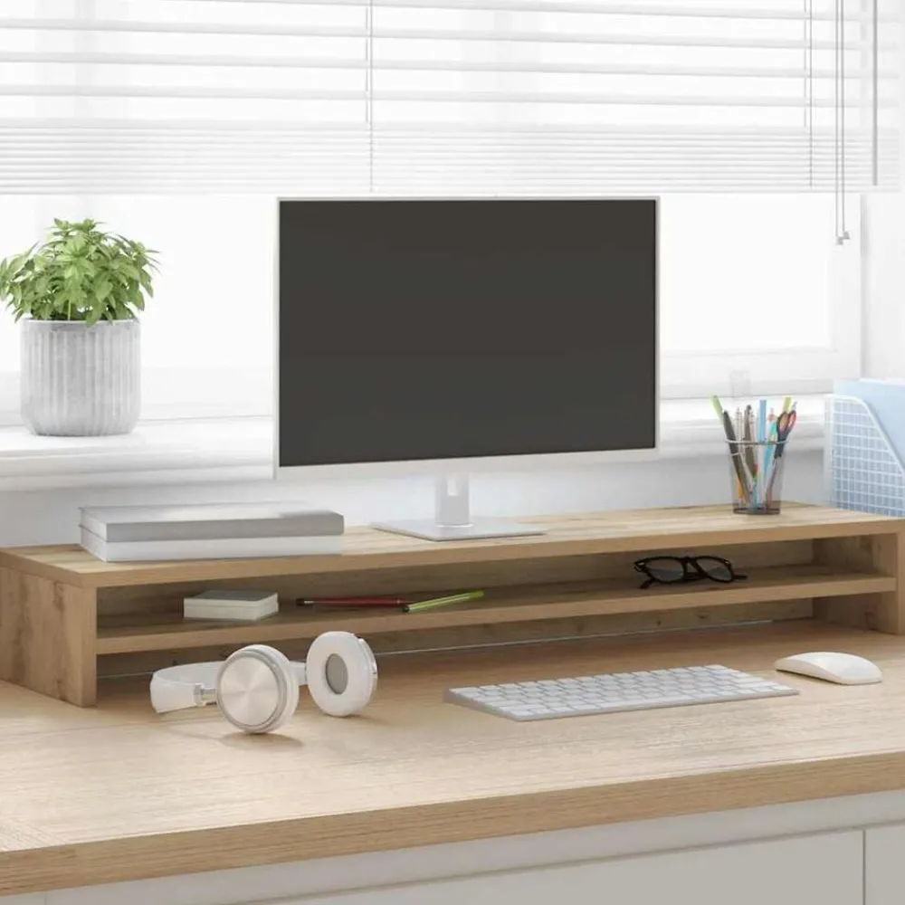 Monitorstandaard Artisan Eikenhout 100x24x13 cm>vidaXL Hot