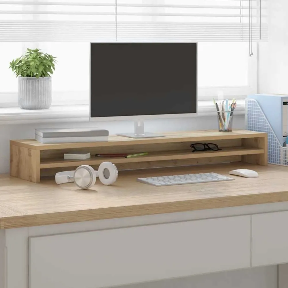 Monitorstandaard Artisan Eikenhout 100x24x13 cm>vidaXL Hot