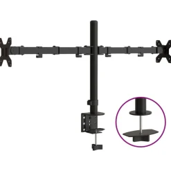 Monitorstandaard dubbel VESA 75/100 mm staal zwart>vidaXL Online