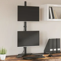Monitorstandaard dubbel VESA 75/100 mm staal zwart>vidaXL