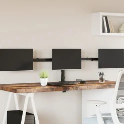 Monitorstandaard drieubbel VESA 75/100 mm staal zwart>vidaXL Online