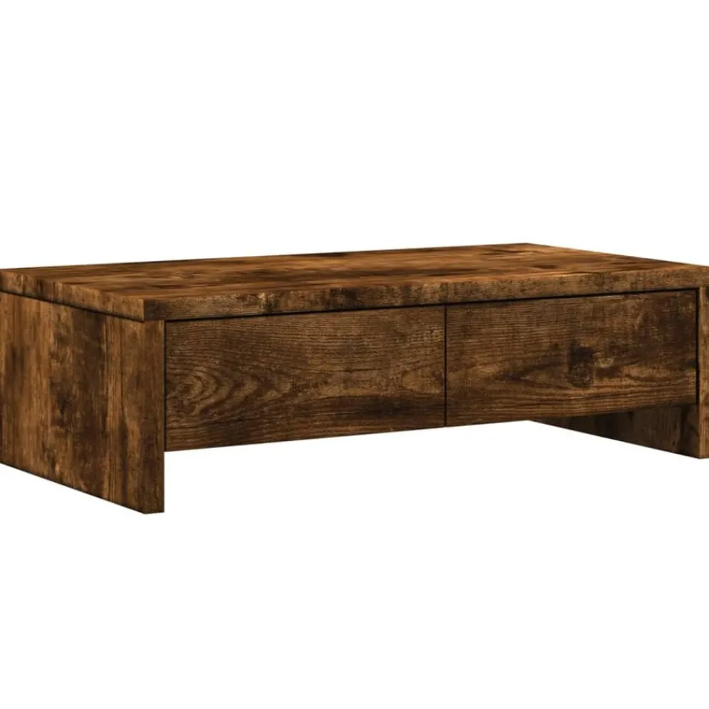 Elektronica*vidaXL Monitorstandaard met lades 50x27x15 cm hout kleur Gerookt eiken
