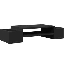 Elektronica*vidaXL Monitorstandaard met opbergruimte 70x27x15 cm hout Zwart