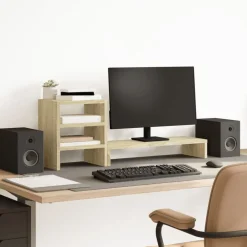 Elektronica*vidaXL Monitorstandaard met bureau-organizer bewerkt hout Sonoma eiken