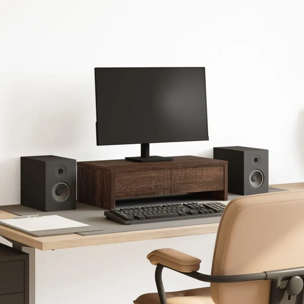 Monitorstandaard met lades 50x27x15 cm hout ig>vidaXL Best
