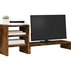 Elektronica*vidaXL Monitorstandaard met bureau-organizer hout kleurig Gerookt eiken