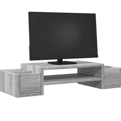 Elektronica*vidaXL Monitorstandaard met opbergruimte 70x27x15 cm hout Grijs sonoma