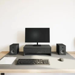 Elektronica*vidaXL Monitorstandaard met lades, , 50x27x15 cm, bewerkt hout Zwart eiken