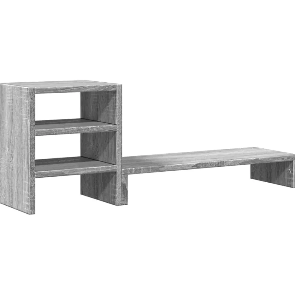 Elektronica*vidaXL Monitorstandaard met bureau-organizer bewerkt hout Grijs sonoma