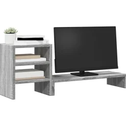 Elektronica*vidaXL Monitorstandaard met bureau-organizer bewerkt hout Grijs sonoma