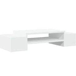 Elektronica*vidaXL Monitorstandaard met opbergruimte 70x27x15 cm bewerkt hout Wit