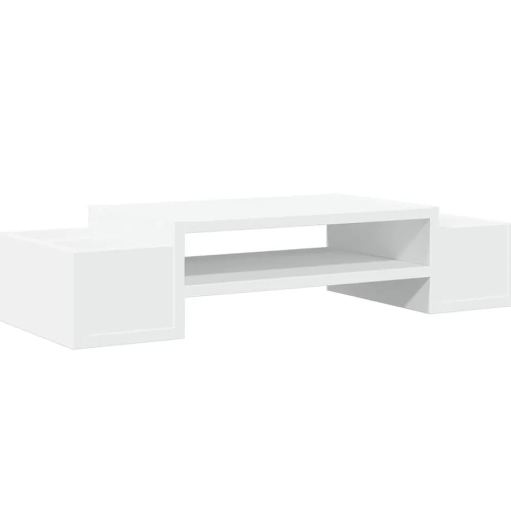 Elektronica*vidaXL Monitorstandaard met opbergruimte 70x27x15 cm bewerkt hout Wit