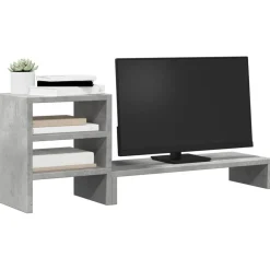Elektronica*vidaXL Monitorstandaard met bureau-organizer bewerkt hout Betongrijs