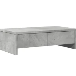 Elektronica*vidaXL Monitorstandaard met lades 50x27x15 cm bewerkt hout Betongrijs