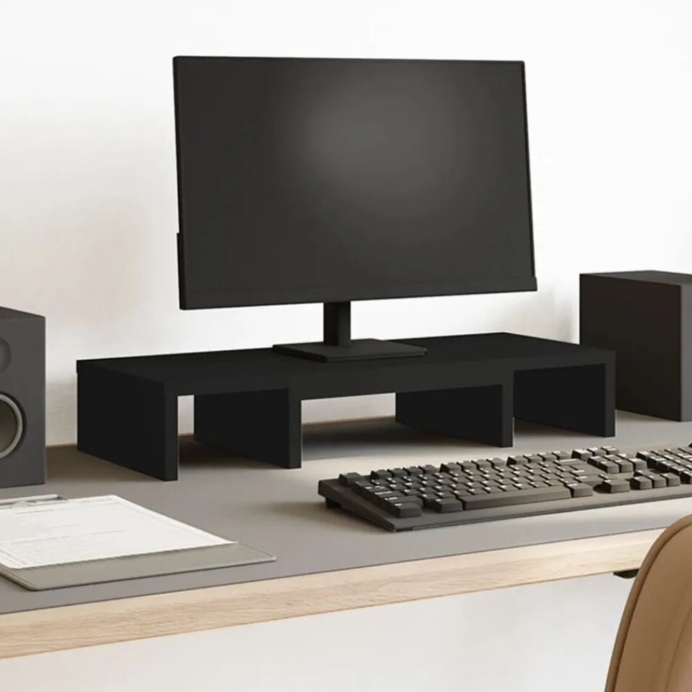 Elektronica*vidaXL Monitorstandaard verstelbaar 60x24x10,5 cm bewerkt hout Zwart