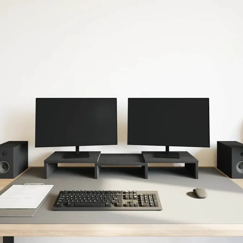 Elektronica*vidaXL Monitorstandaard verstelbaar 60x24x10,5 cm bewerkt hout Zwart eiken