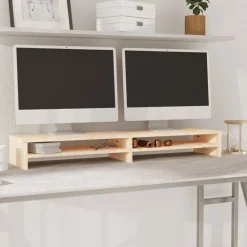 Tv-Meubels*vidaXL Monitorstandaard 100x24x13 cm massief grenenhout Naturel