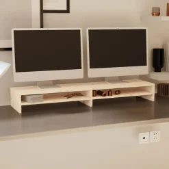 Tv-Meubels*vidaXL Monitorstandaard 100x24x13 cm massief grenenhout Naturel