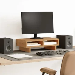 Elektronica*vidaXL Monitorstandaard 50x27x15 cm bewerkt hout artisanaal kleur Eiken