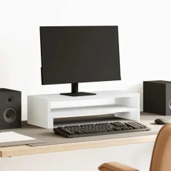 Elektronica*vidaXL Monitorstandaard 54x22x15 cm bewerkt hout Wit