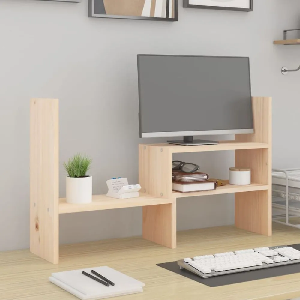 Elektronica*vidaXL Monitorstandaard (39-72)x17x43 cm massief grenenhout Naturel