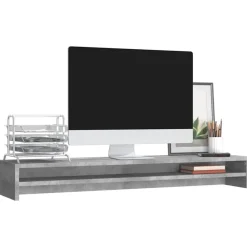 Elektronica*vidaXL Monitorstandaard 100x24x13 cm bewerkt hout Betongrijs
