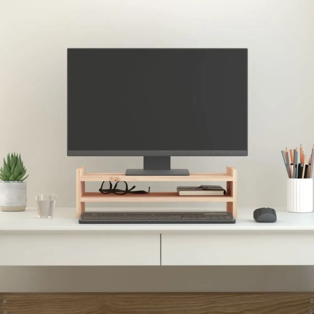 Monitorstandaard 50x27x15 cm massief grenenhout>vidaXL New