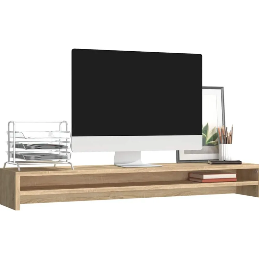 Monitorstandaard 100x24x13 cm bewerkt hout kleurig>vidaXL New