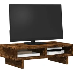 Elektronica*vidaXL Monitorstandaard 50x27x15 cm bewerkt hout kleurig Gerookt eiken