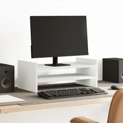 Elektronica*vidaXL Monitorstandaard 50x27x20 cm bewerkt hout Wit