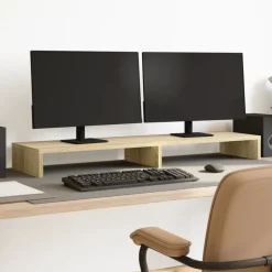Elektronica*vidaXL Monitorstandaard 100x27x10 cm bewerkt hout kleurig Sonoma eiken